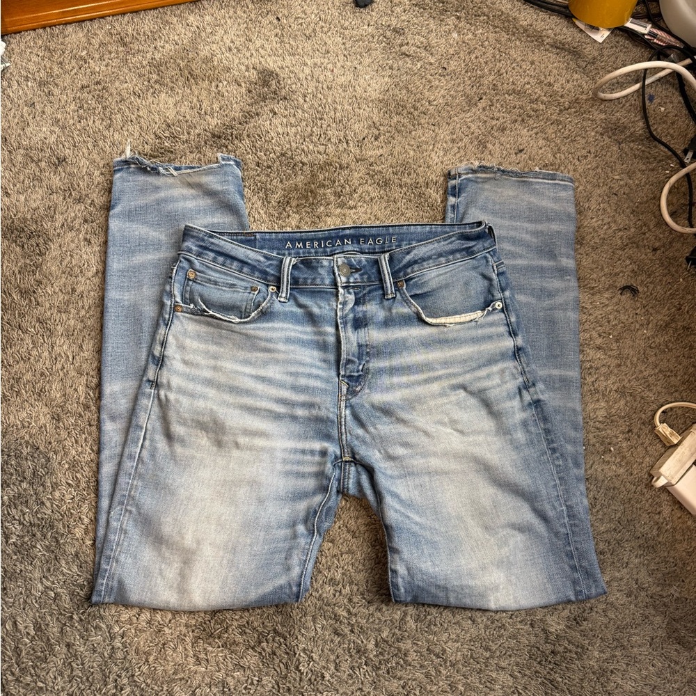American Eagle Outfitters Men's Light Blue Straight Jeans
